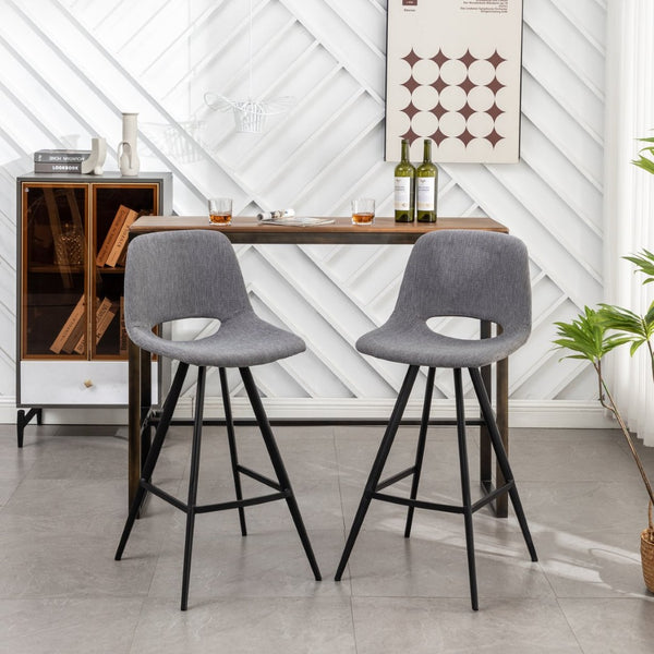 English Elm Porth Upholstered Counter Stools Set of 2 Foam Padded Polyester Seats for Kitchen Islands Gray T2574P165088