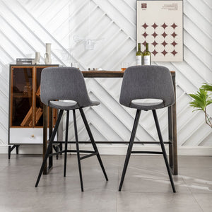 English Elm Porth Upholstered Counter Stools Set of 2 Foam Padded Polyester Seats for Kitchen Islands Gray T2574P165088