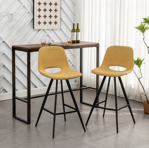 English Elm Porth Upholstered Counter Stools Set of 2 Foam Padded Polyester Seats for Kitchen Islands Yellow T2574P165090