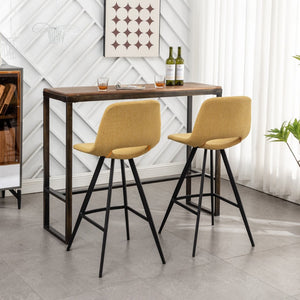 English Elm Porth Upholstered Counter Stools Set of 2 Foam Padded Polyester Seats for Kitchen Islands Yellow T2574P165090