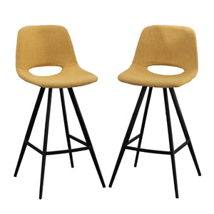 English Elm Porth Upholstered Counter Stools Set of 2 Foam Padded Polyester Seats for Kitchen Islands Yellow T2574P165090