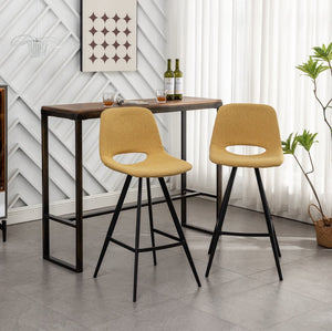English Elm Porth Upholstered Counter Stools Set of 2 Foam Padded Polyester Seats for Kitchen Islands Yellow T2574P165090