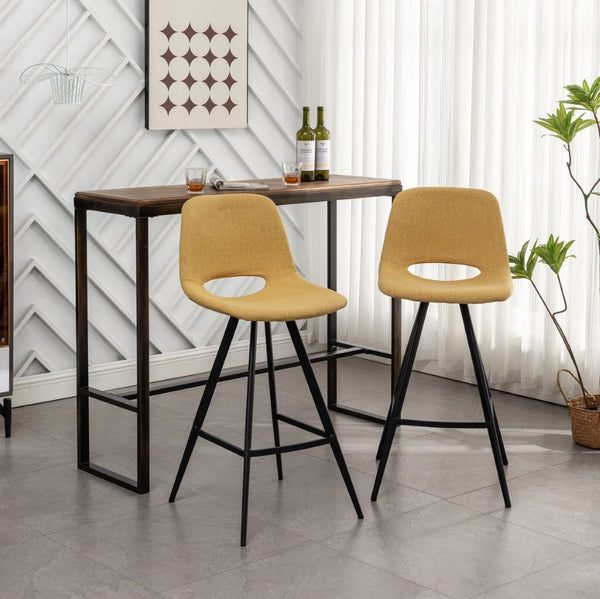 English Elm Porth Upholstered Counter Stools Set of 2 Foam Padded Polyester Seats for Kitchen Islands Yellow T2574P165090