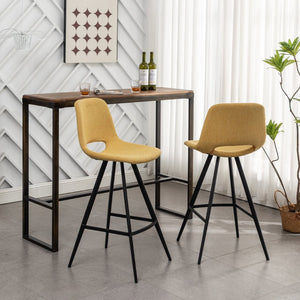 English Elm Porth Upholstered Counter Stools Set of 2 Foam Padded Polyester Seats for Kitchen Islands Yellow T2574P165090