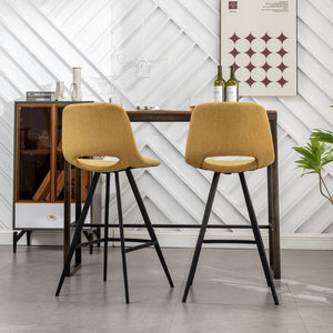 English Elm Porth Upholstered Counter Stools Set of 2 Foam Padded Polyester Seats for Kitchen Islands Yellow T2574P165090