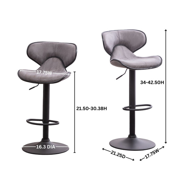 English Elm Masaccio Swivel Barstools Adjustable Height Faux Leather Chrome Base Set of 2 Brown T2574P165091