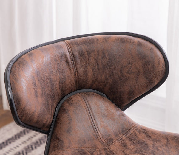 English Elm Masaccio Swivel Barstools Adjustable Height Faux Leather Chrome Base Set of 2 Brown T2574P165091
