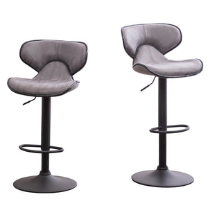 English Elm Masaccio Swivel Barstools Adjustable Height Faux Leather Chrome Base Set of 2 Gray T2574P165092