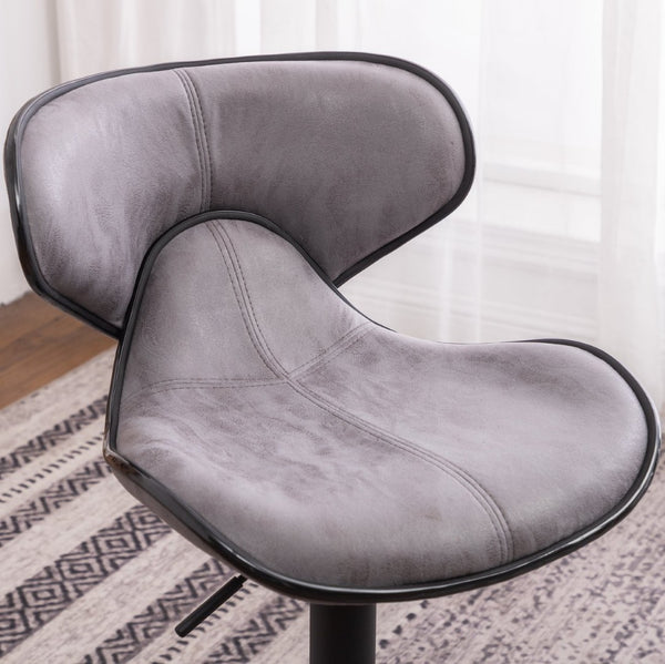 English Elm Masaccio Swivel Barstools Adjustable Height Faux Leather Chrome Base Set of 2 Gray T2574P165092
