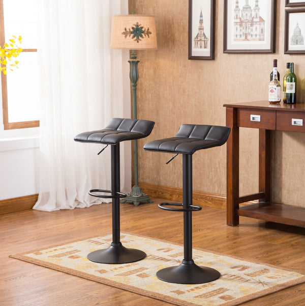 English Elm Belham Adjustable Swivel Barstools Set of 2 with Pu Leather Seat and Matte Base T2574P165093