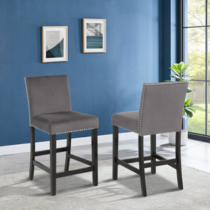 English Elm Cobre Parsons Velvet Upholstered Counter Stools with Nailhead Trim Set of 2 T2574P165096