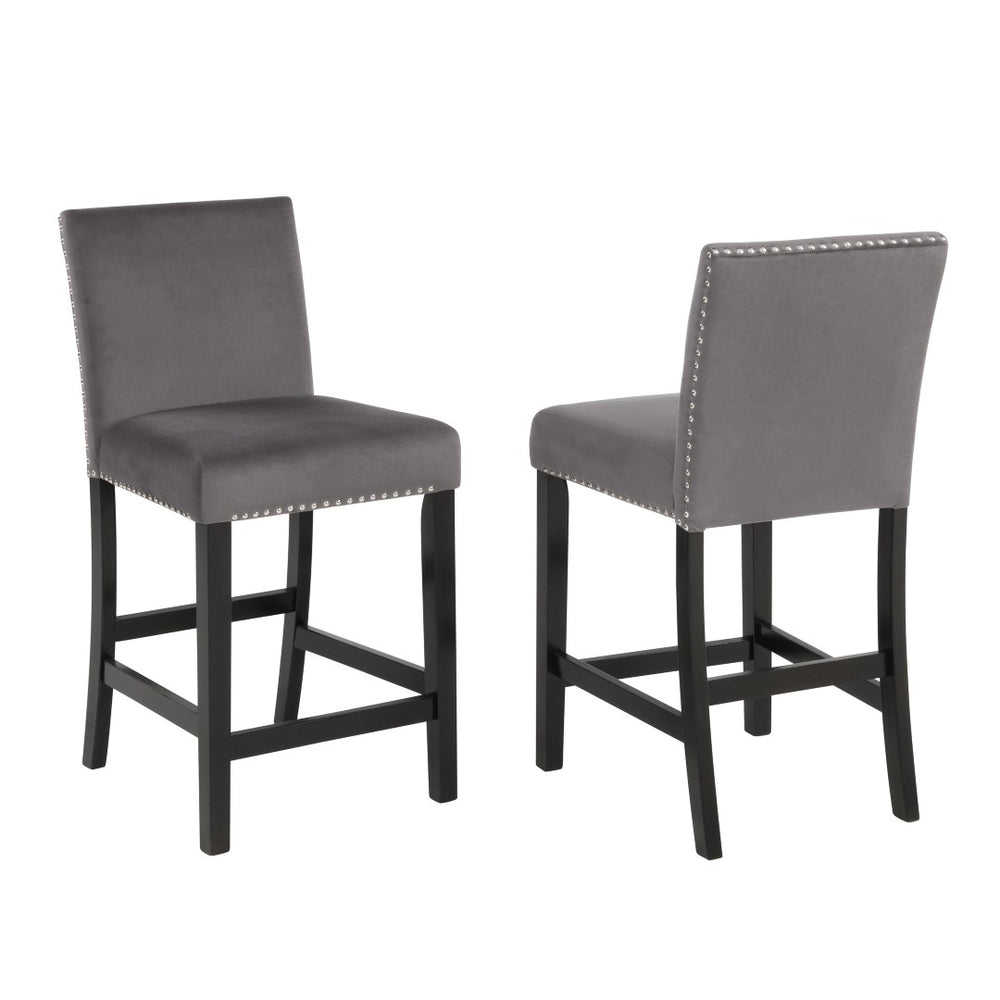 English Elm Cobre Parsons Velvet Upholstered Counter Stools with Nailhead Trim Set of 2 T2574P165096