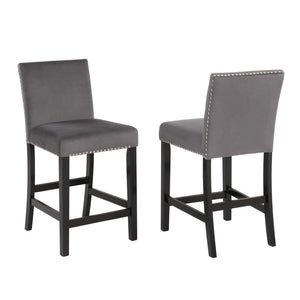 English Elm Cobre Parsons Velvet Upholstered Counter Stools with Nailhead Trim Set of 2 T2574P165096