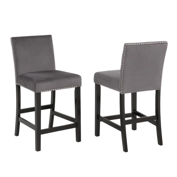 English Elm Cobre Parsons Velvet Upholstered Counter Stools with Nailhead Trim Set of 2 T2574P165096