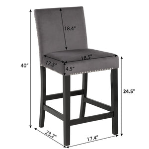 English Elm Cobre Parsons Velvet Upholstered Counter Stools with Nailhead Trim Set of 2 T2574P165096