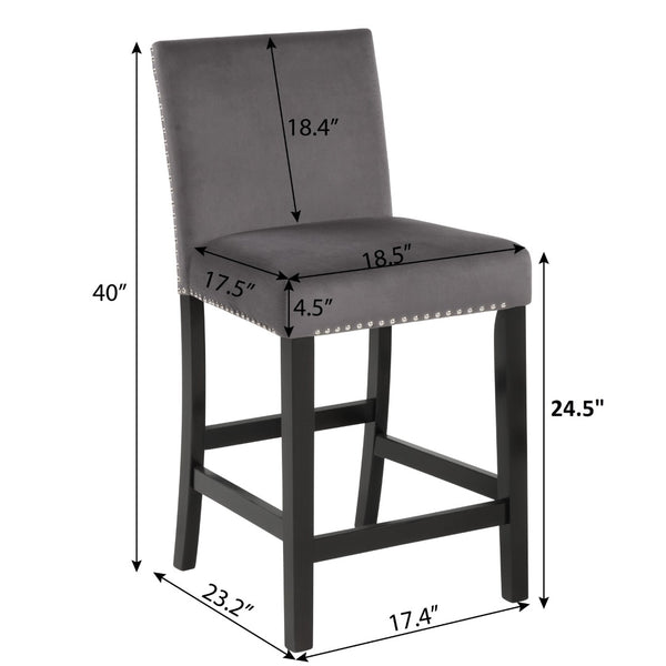 English Elm Cobre Parsons Velvet Upholstered Counter Stools with Nailhead Trim Set of 2 T2574P165096