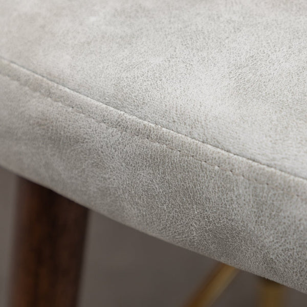 English Elm Nevis Mid-century Wingback Counter Stools Tufted Faux Suede Nailhead Walnut Legs Set Off-White T2574P165099