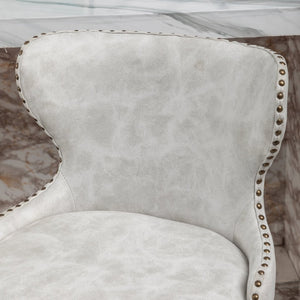 English Elm Nevis Mid-century Wingback Counter Stools Tufted Faux Suede Nailhead Walnut Legs Set Off-White T2574P165099