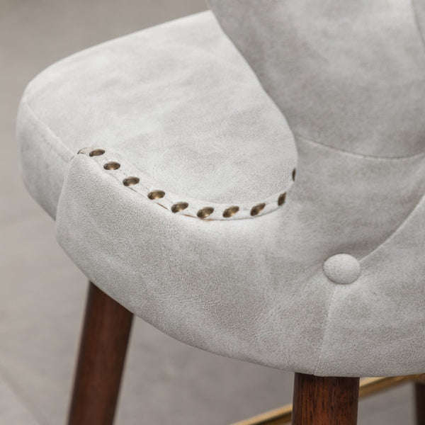 English Elm Nevis Mid-century Wingback Counter Stools Tufted Faux Suede Nailhead Walnut Legs Set Off-White T2574P165099