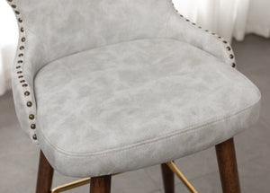 English Elm Nevis Wingback Barstool Set of 2 Tufted Suede Nailhead Trim Walnut Legs Kitchen Island T2574P165103