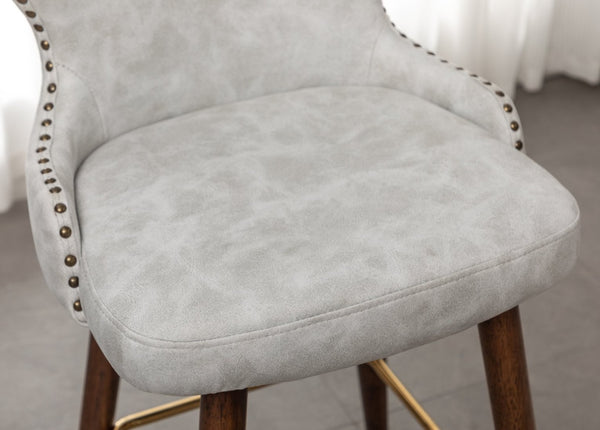 English Elm Nevis Wingback Barstool Set of 2 Tufted Suede Nailhead Trim Walnut Legs Kitchen Island T2574P165103
