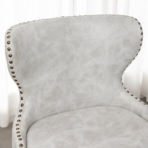 English Elm Nevis Wingback Barstool Set of 2 Tufted Suede Nailhead Trim Walnut Legs Kitchen Island T2574P165103
