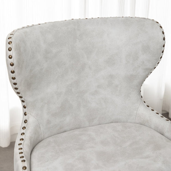 English Elm Nevis Wingback Barstool Set of 2 Tufted Suede Nailhead Trim Walnut Legs Kitchen Island T2574P165103