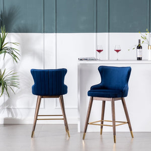 English Elm Leland Wingback Velvet Counter Stools Set of 2 Mid-Century Kitchen Island Seating T2574P165106