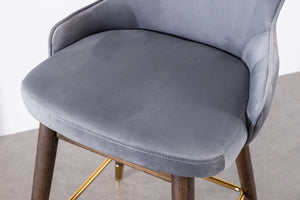 English Elm Leland Velvet Wingback Counter Stools Set of 2 with Channel Stitching and Walnut Legs T2574P165108