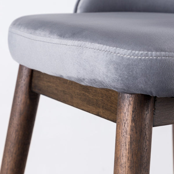 English Elm Leland Velvet Wingback Counter Stools Set of 2 with Channel Stitching and Walnut Legs T2574P165108