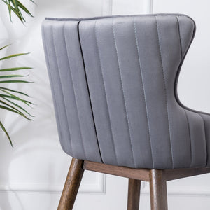 English Elm Leland Velvet Wingback Counter Stools Set of 2 with Channel Stitching and Walnut Legs T2574P165108
