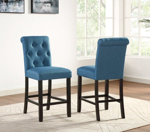 English Elm Leviton Tufted High Back Counter Stools Set of 2 Espresso Wood Legs Dining T2574P165114
