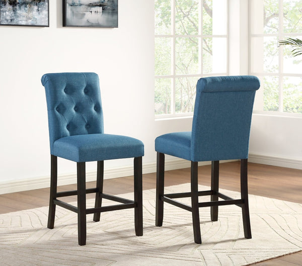 English Elm Leviton Tufted High Back Counter Stools Set of 2 Espresso Wood Legs Dining T2574P165114