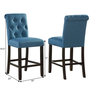 English Elm Leviton Tufted High Back Counter Stools Set of 2 Espresso Wood Legs Dining T2574P165114