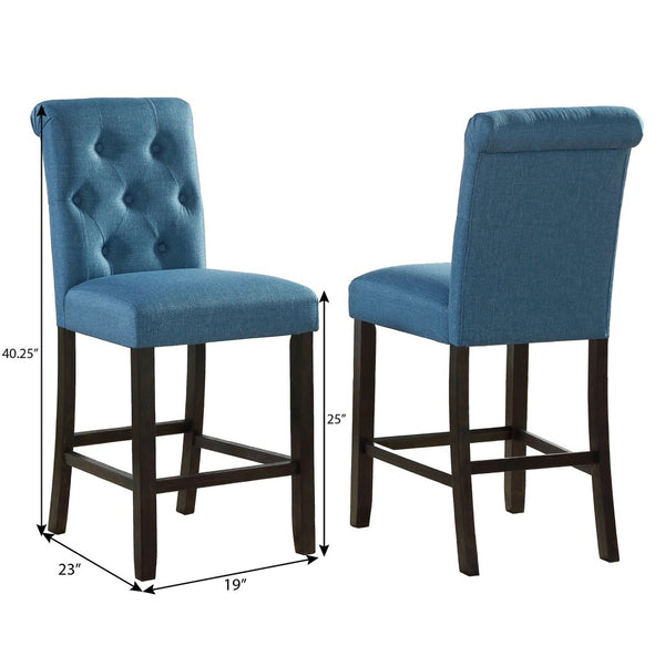 English Elm Leviton Tufted High Back Counter Stools Set of 2 Espresso Wood Legs Dining T2574P165114