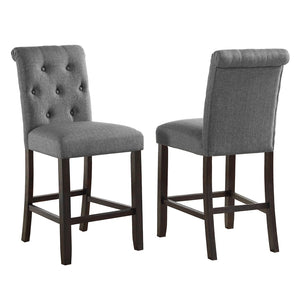 English Elm Leviton Tufted High Back Counter Stools Set of 2 Upholstered Grey Fabric Seats T2574P165115