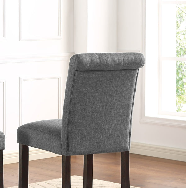 English Elm Leviton Tufted High Back Counter Stools Set of 2 Upholstered Grey Fabric Seats T2574P165115