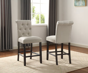 English Elm Leviton Button Tufted Counter Stools Set of 2 Solid Wood Espresso Legs Tan Fabric T2574P165116