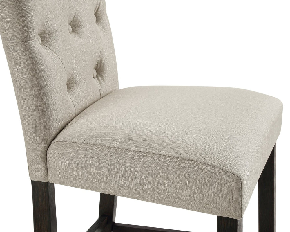 English Elm Leviton Button Tufted Counter Stools Set of 2 Solid Wood Espresso Legs Tan Fabric T2574P165116