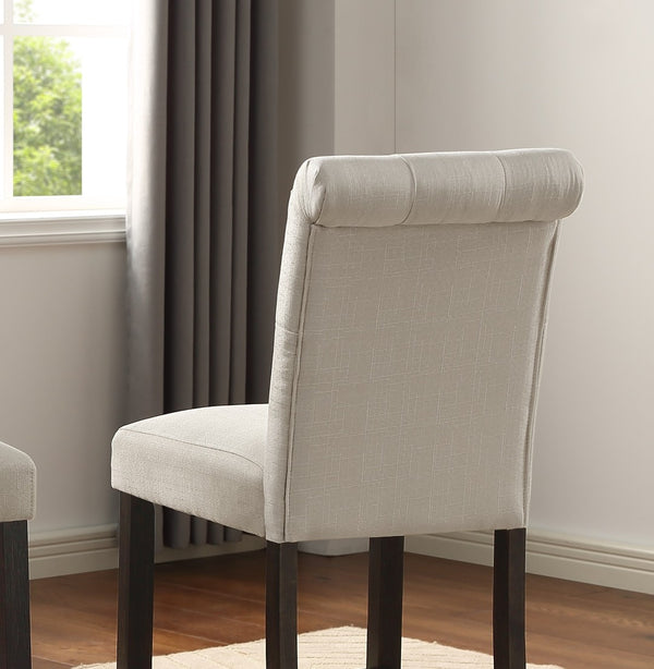 English Elm Leviton Button Tufted Counter Stools Set of 2 Solid Wood Espresso Legs Tan Fabric T2574P165116