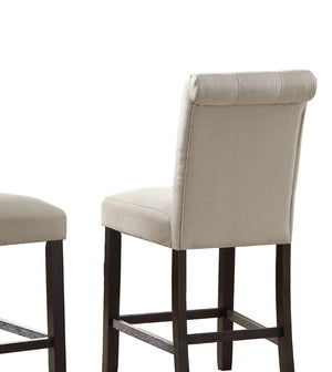 English Elm Leviton Button Tufted Counter Stools Set of 2 Solid Wood Espresso Legs Tan Fabric T2574P165116