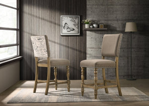 English Elm Birmingham Script Back Counter Stools Rustic Rubberwood Frame Nailhead Trim Set of 2 T2574P165120