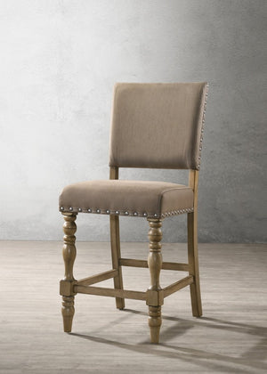 English Elm Birmingham Script Back Counter Stools Rustic Rubberwood Frame Nailhead Trim Set of 2 T2574P165120