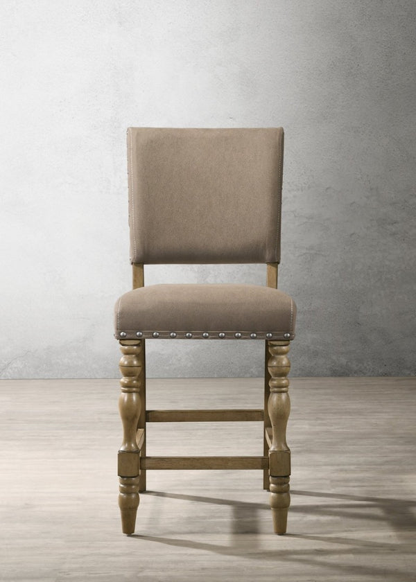 English Elm Birmingham Script Back Counter Stools Rustic Rubberwood Frame Nailhead Trim Set of 2 T2574P165120