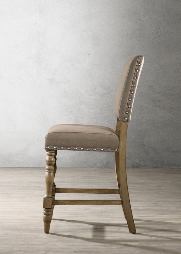 English Elm Birmingham Script Back Counter Stools Rustic Rubberwood Frame Nailhead Trim Set of 2 T2574P165120