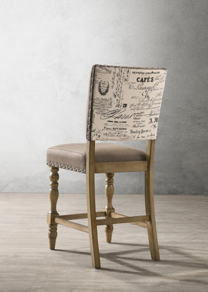 English Elm Birmingham Script Back Counter Stools Rustic Rubberwood Frame Nailhead Trim Set of 2 T2574P165120
