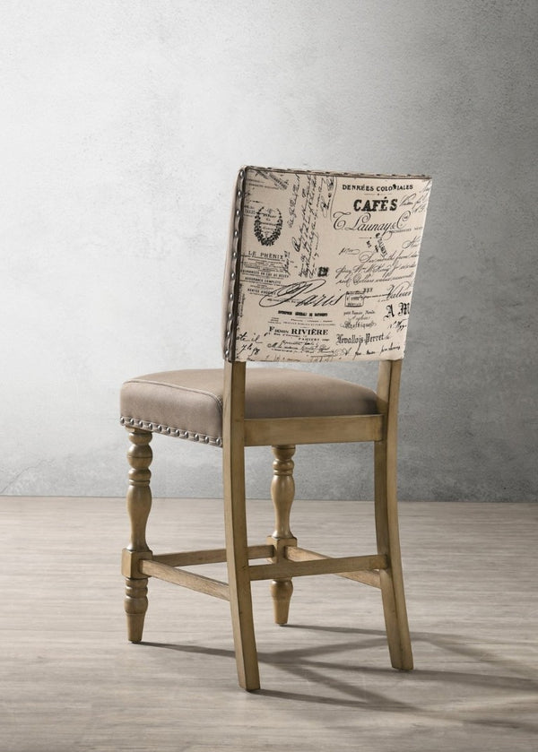 English Elm Birmingham Script Back Counter Stools Rustic Rubberwood Frame Nailhead Trim Set of 2 T2574P165120