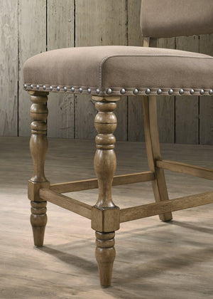English Elm Birmingham Script Back Counter Stools Rustic Rubberwood Frame Nailhead Trim Set of 2 T2574P165120