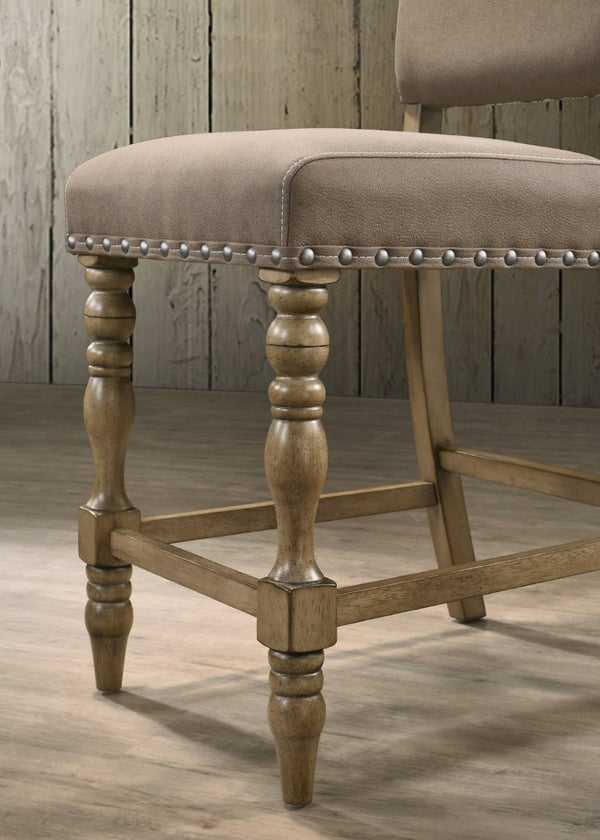 English Elm Birmingham Script Back Counter Stools Rustic Rubberwood Frame Nailhead Trim Set of 2 T2574P165120