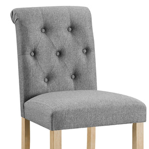English Elm Siena Tufted Curved Back Linen Upholstered Counter Stools Set of 2 Wood Frame Gray T2574P165122